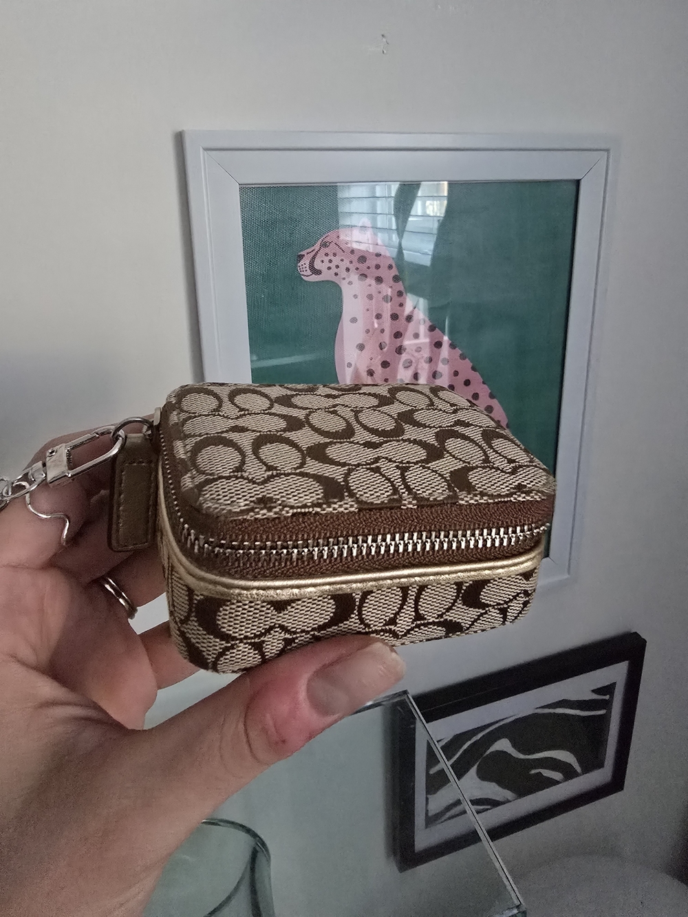 Vintage Coach Pill / Jewelry / Accessory Box W/Cherry Charm